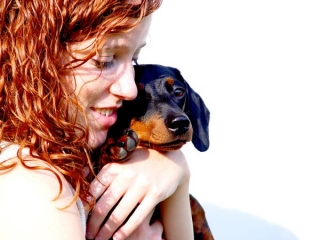 girl with dog